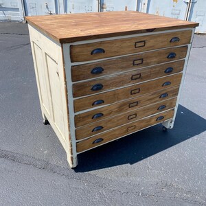 Antique 7 Drawer Wood Flat File Blueprint Cabinet 44" W - Etsy