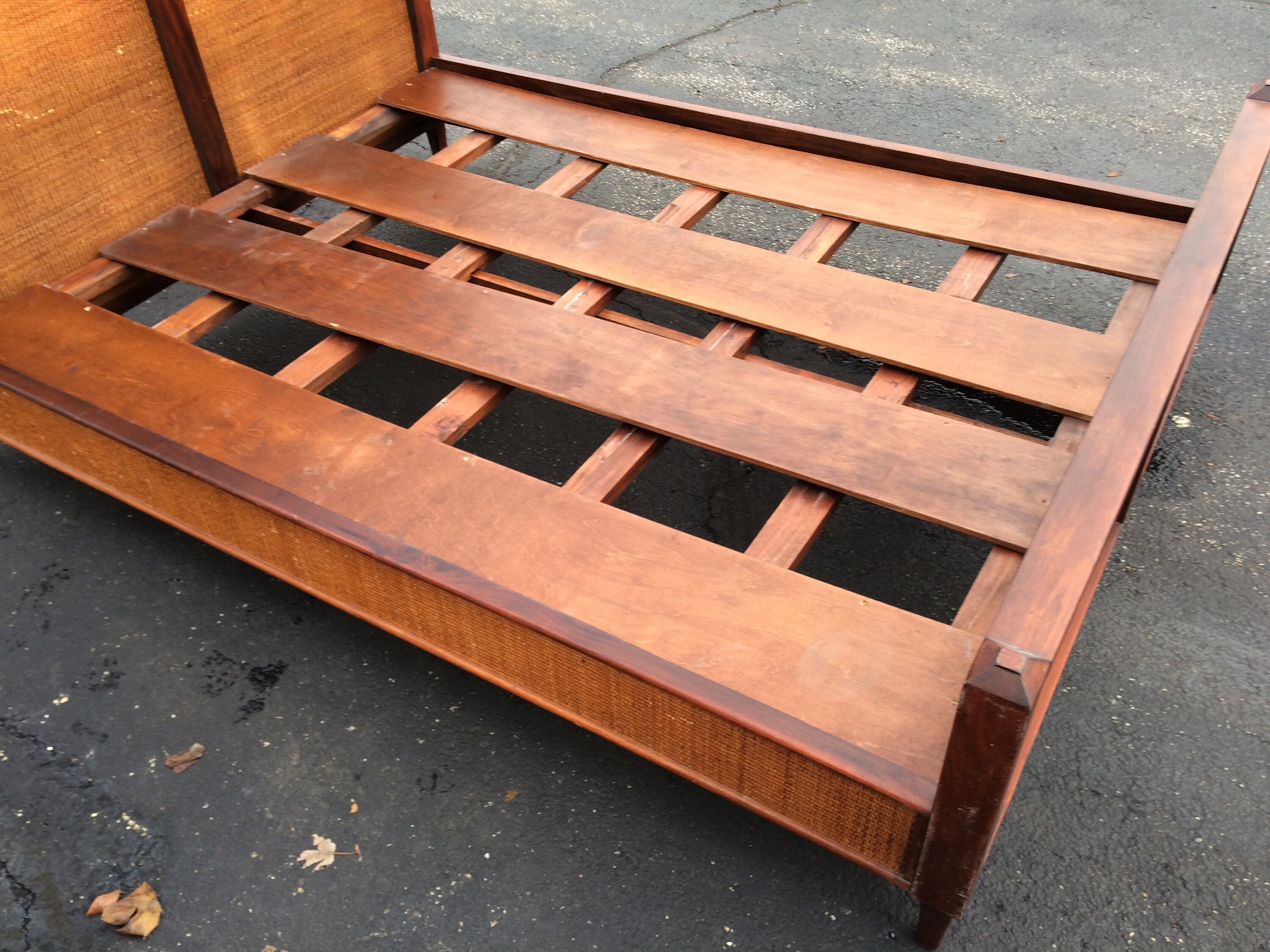 Vintage Mid Century Modern Full Size cane Bed Frame Etsy