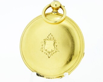 18K Yellow Gold Pocket Watch 21 Jewel by  Mathez Freres   1860-1880s English