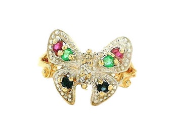 Vintage Schmetterling Edelstein Ring