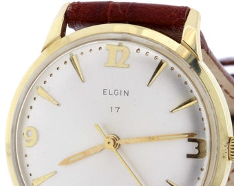 Zegarek naręczny Elgin Vintage z 14-karatowego żółtego złota z mechanizmem 17 kamieni