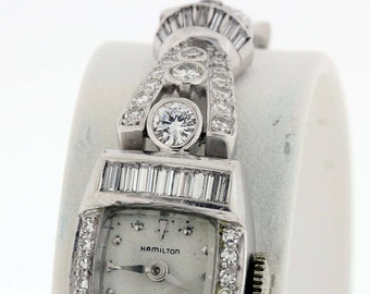 Platinum and Diamond Hamilton Wrist Watch
