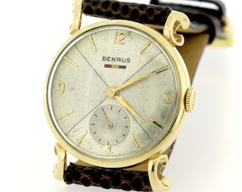 Vintage Benrus 14K Yellow Gold Wrist Watch 17 Jeweled Movement