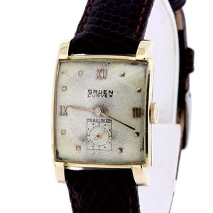 14K Yellow Gold Gruen Curvex Wrist Watch
