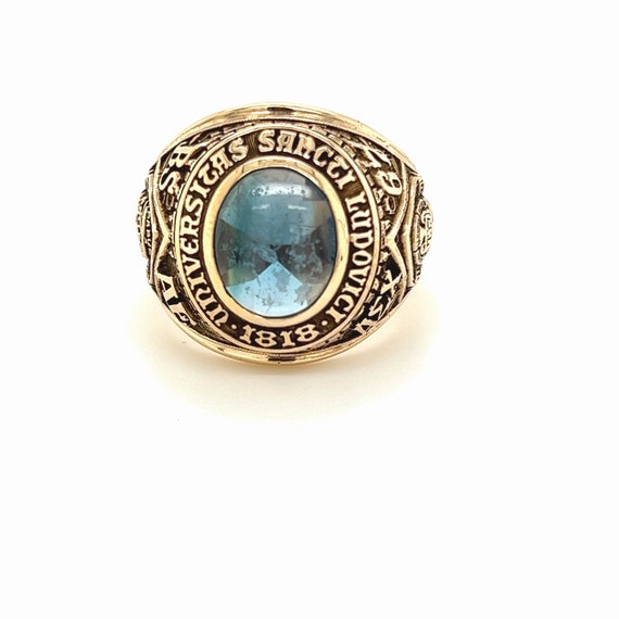 1967 10K Gold Class Ring with Blue Accent - image 1