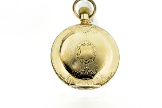 18K Gold Elgin Key Stem Engraved Pocket Watch 1873 - image 2