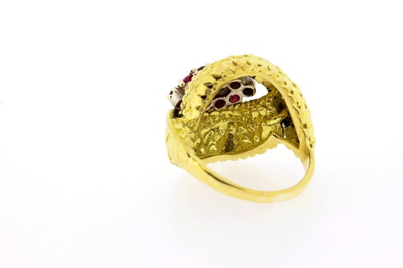 18K Yellow Gold Dragon Scale Pattern Ruby and Dia… - image 8