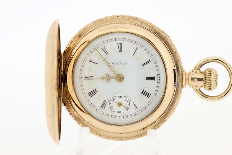 Gold Filled Elgin Pocket Watch with Engraved Bird Etsy