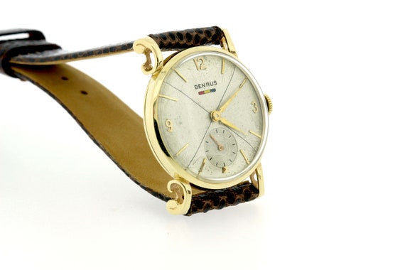 Vintage Benrus 14K Yellow Gold Wrist Watch 17 Jew… - image 6