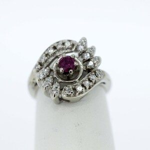 Gold and Ruby Diamond Cluster Ring
