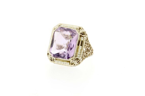 14K Gold Filigree Purple Amethyst Ring with Seed … - image 6