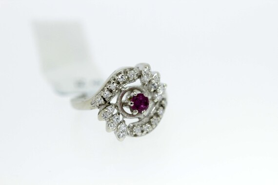 Gold and Ruby Diamond Cluster Ring - image 5