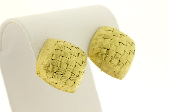 Tight weave Basket woven Style 18K Square Puffed … - image 2