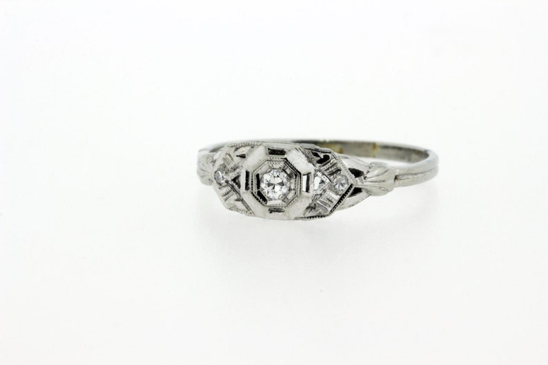 14K Trio Diamond Ring with Octagonal Head image 1