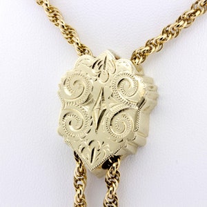 14K Yellow Gold Hand Engraved Slide Necklace
