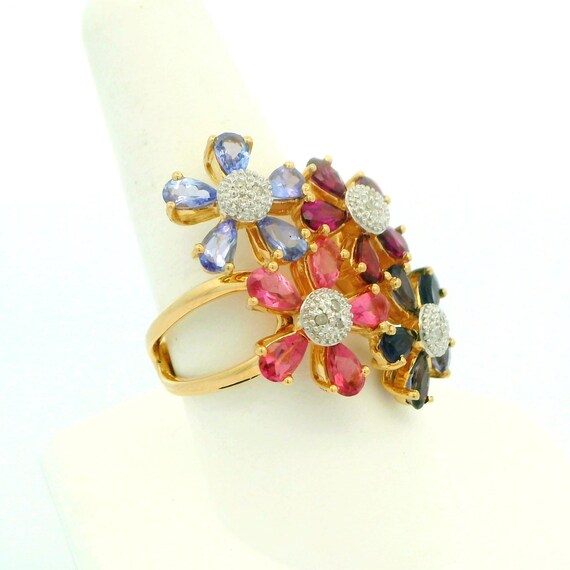 14K Cluster Floral Ring - image 4