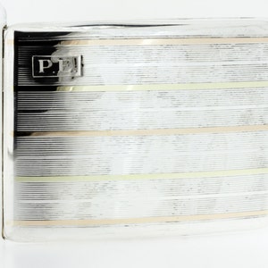 Gravierte Sterling Silber Zigarren-Etui mit 14K Gold-Inlay