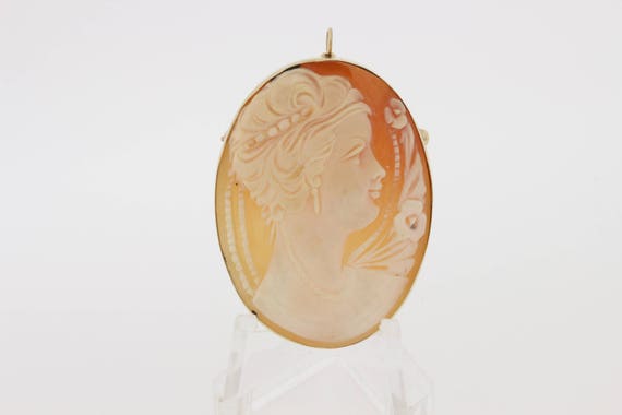 14K Gold Cameo Convertible Brooch Oval - image 4