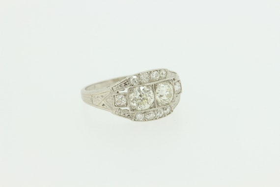1920s Vintage Diamond Platinum Ring with Engravin… - image 10