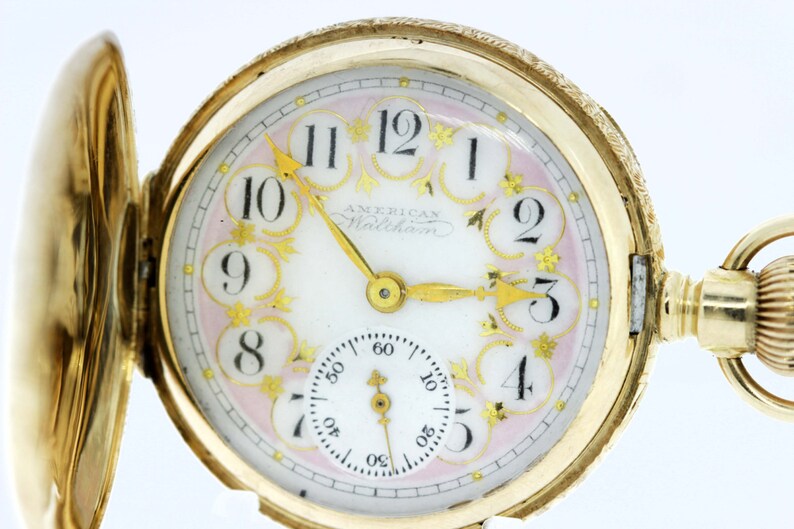 Waltham 14K Gold Pocket Watch with Engraved Deer Etsy