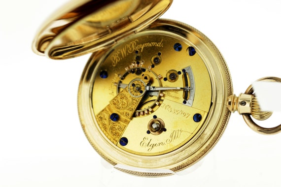 18K Gold Elgin Key Stem Engraved Pocket Watch 1873 - image 3