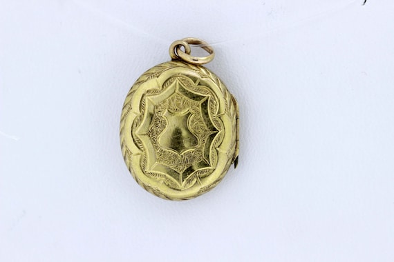 Gold Locket with Cross Engraved Mourning Jewelry - Gem