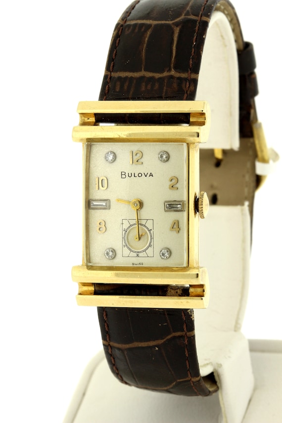 14K Yellow Gold Case Bulova Diamond Dial and Arabi