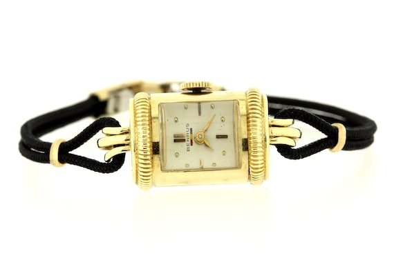 Ladies Vintage Benrus 1950s Wrist Watch 14K Yello… - image 2