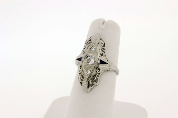 Vine Filigree Ring With Compass Points Diamonds a… - image 2