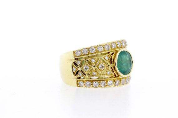 Stunning Vivid Green Emerald and Diamond Ring 18K… - image 8