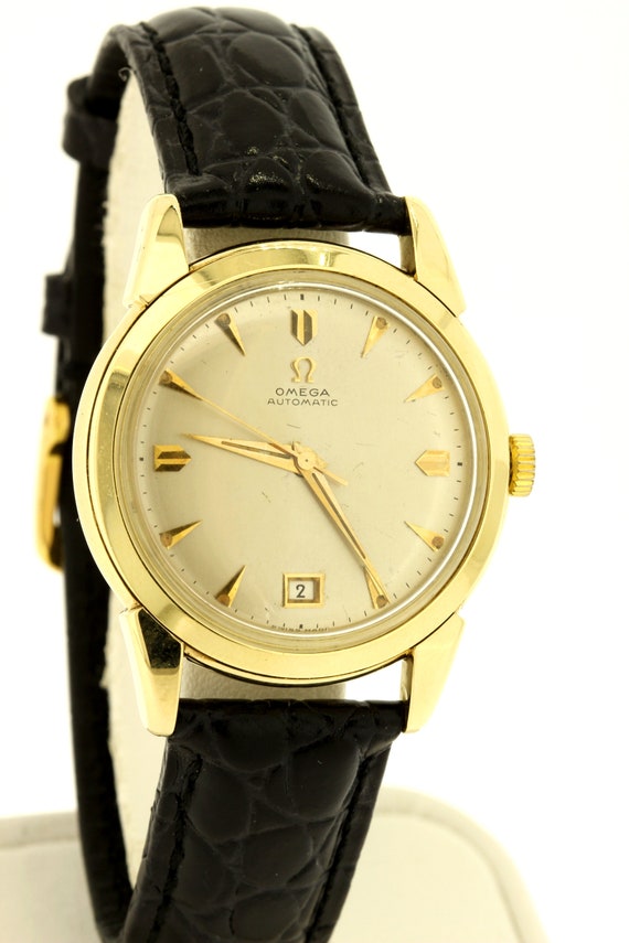1950s Vintage Omega Wrist Watch 18K Yellow Automa… - image 3
