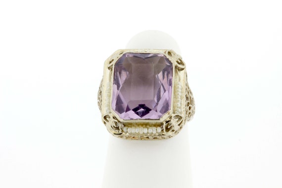 14K Gold Filigree Purple Amethyst Ring with Seed … - image 4