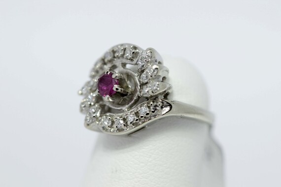 Gold and Ruby Diamond Cluster Ring - image 2