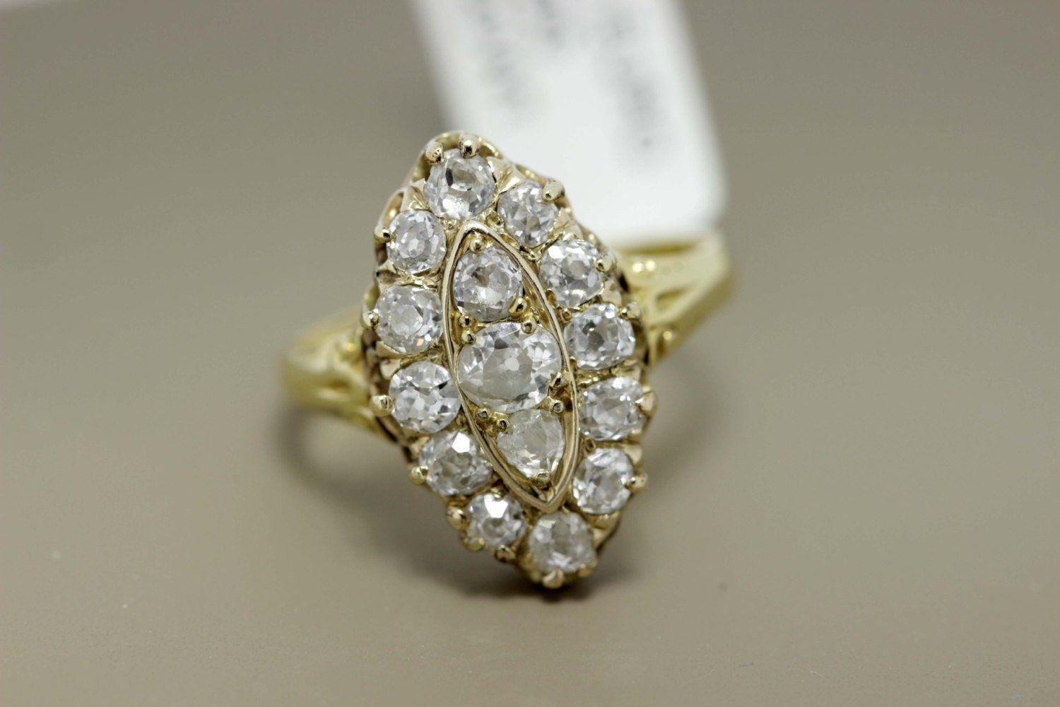 14K Yellow Gold and Diamond Ring Almond Shaped Etsy Singapore