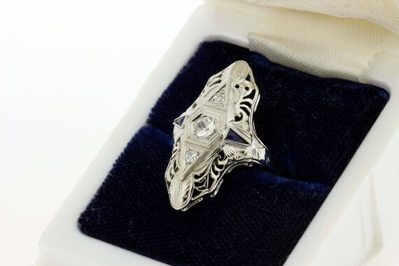 Vine Filigree Ring With Compass Points Diamonds a… - image 9