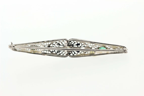 14K Brooch with Diamond Center and Emerald Accent… - image 5