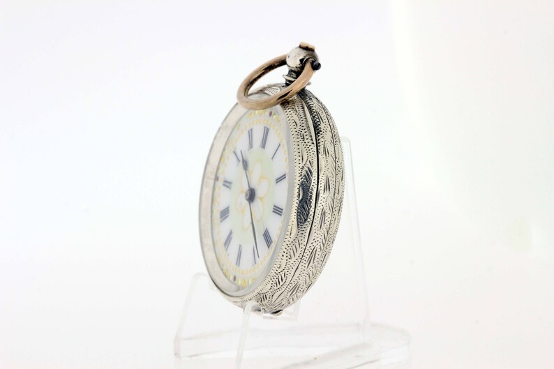 1800s Silver Pocket Watch With Ornate Dial Etsy