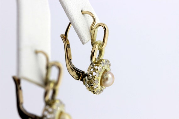 Cream Pearl with Diamond Halo in 14K Yellow Gold … - image 4