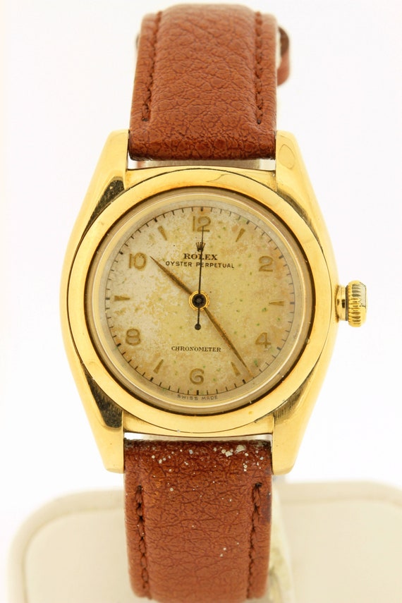 14K Yellow Gold Bubble Back Rolex 1947 Year Oyste… - image 2