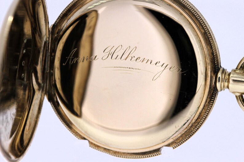 14K Gold Pocket Watch With Farm House Engraving Etsy