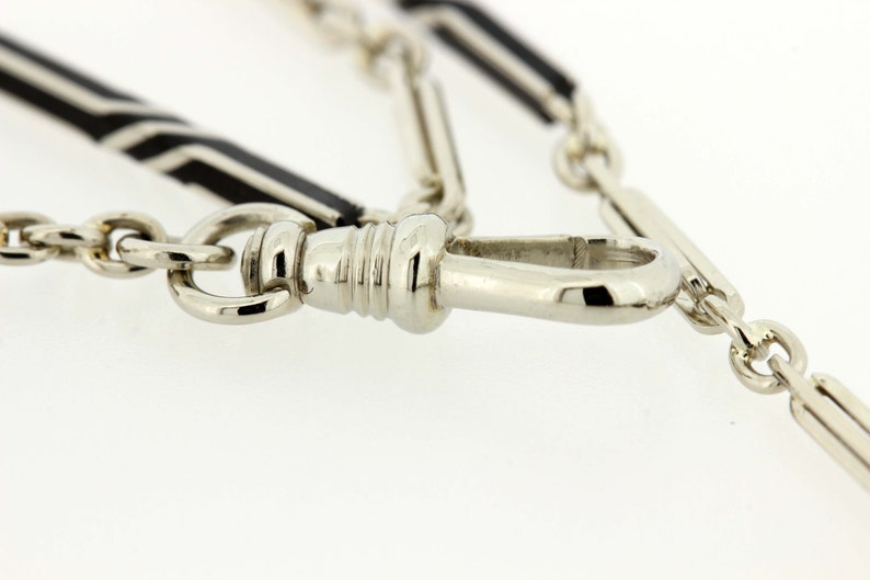 14K White Gold Pocket Watch Chain Etsy