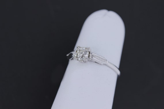 14K Solitaire Diamond Ring with milgrain Detail - image 2
