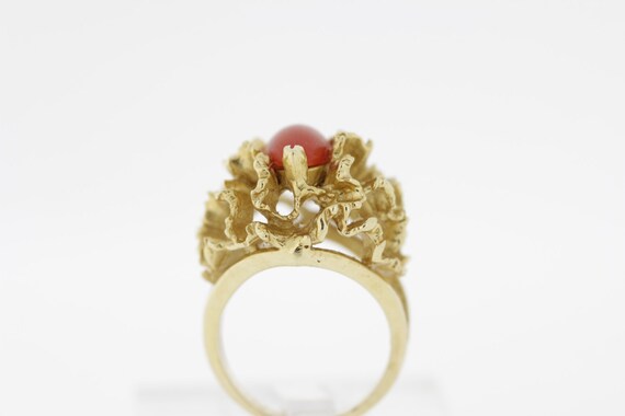Natural Orange Marquis shaped Coral in 14K gold R… - image 4