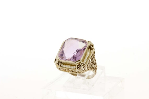 14K Gold Filigree Purple Amethyst Ring with Seed … - image 9