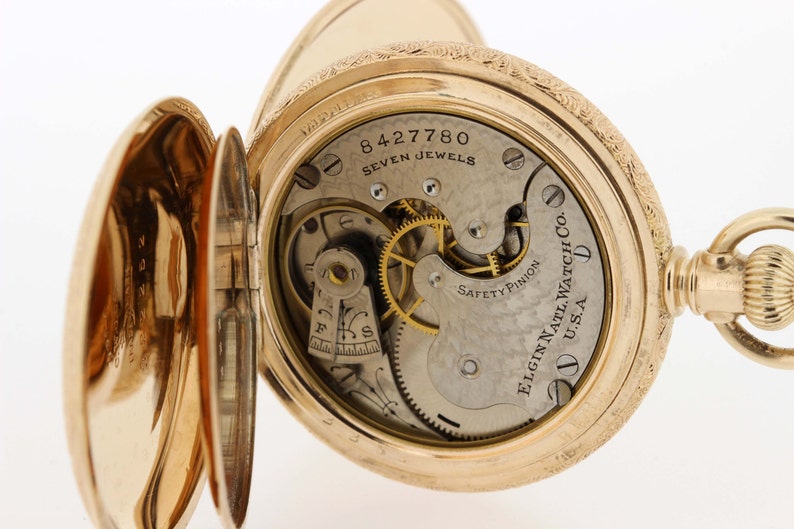 Gold Filled Elgin Pocket Watch with Engraved Bird Etsy