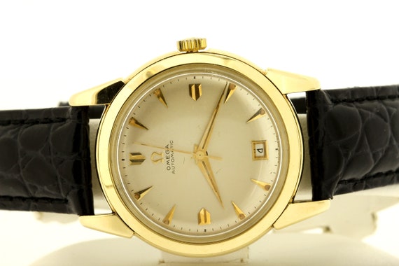 1950s Vintage Omega Wrist Watch 18K Yellow Automa… - image 5
