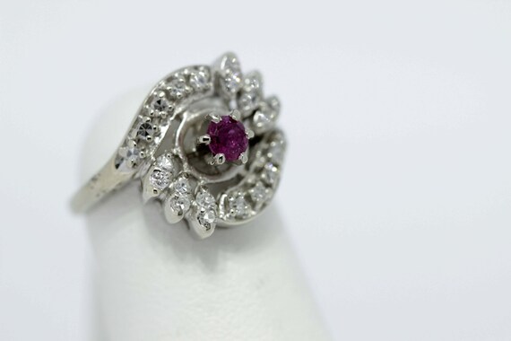 Gold and Ruby Diamond Cluster Ring - image 4