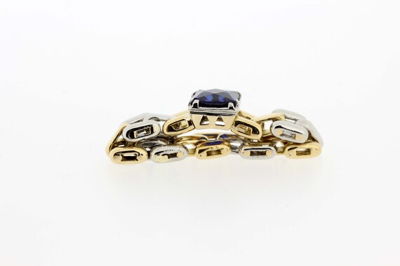 Gold Large Link Ring with Synthetic Sapphire  - image 2