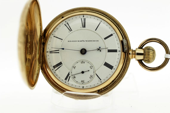 18K Gold Elgin Key Stem Engraved Pocket Watch 1873 - image 1