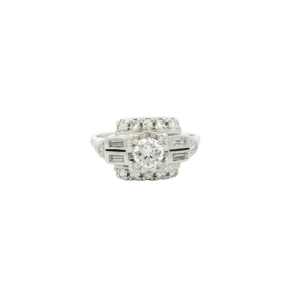 1930's 14k White Gold Diamond Ring